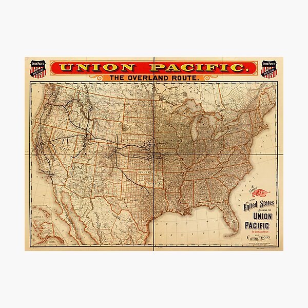 Item preview, United States Map Union Pacific Railroads (1892) designed and sold by allhistory.