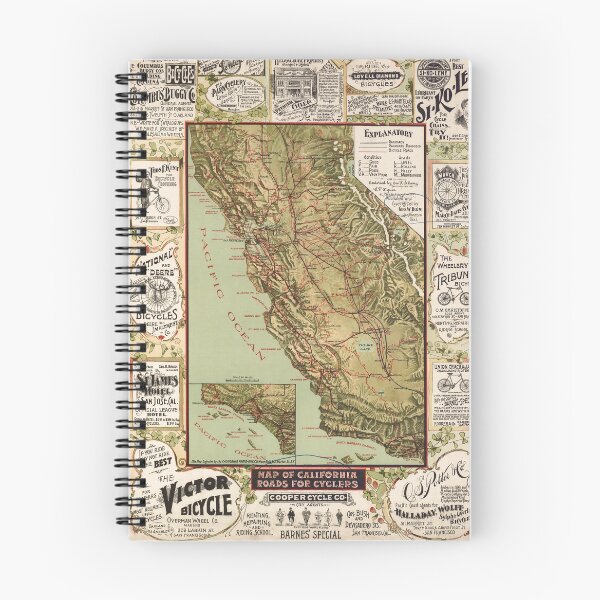 Item preview, Map of California Roads for Cyclers (1895) designed and sold by allhistory.