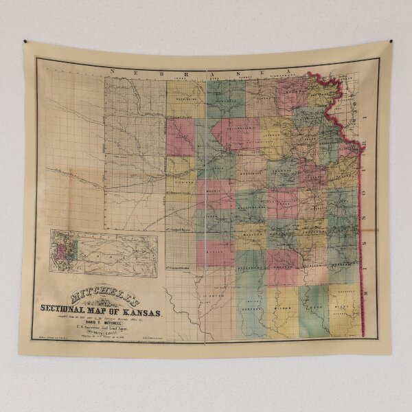Item preview, Mitchell's Sectional Map of Kansas (1859) designed and sold by allhistory.