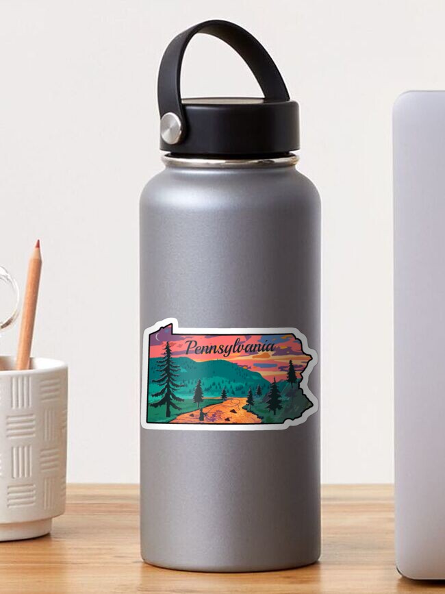 Thumbnail 1 von 3, Sticker, Weinlese-Fisch-Pennsylvania-Staats-Karten-PA-Fliegenfischen designt und verkauft von TeeCreations.
