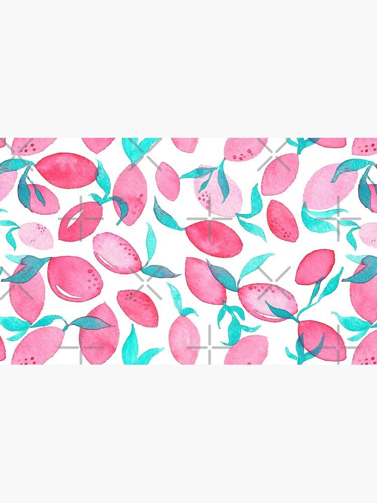 Hand Painted Watercolor Pattern - Pink Lemons by annieparsons