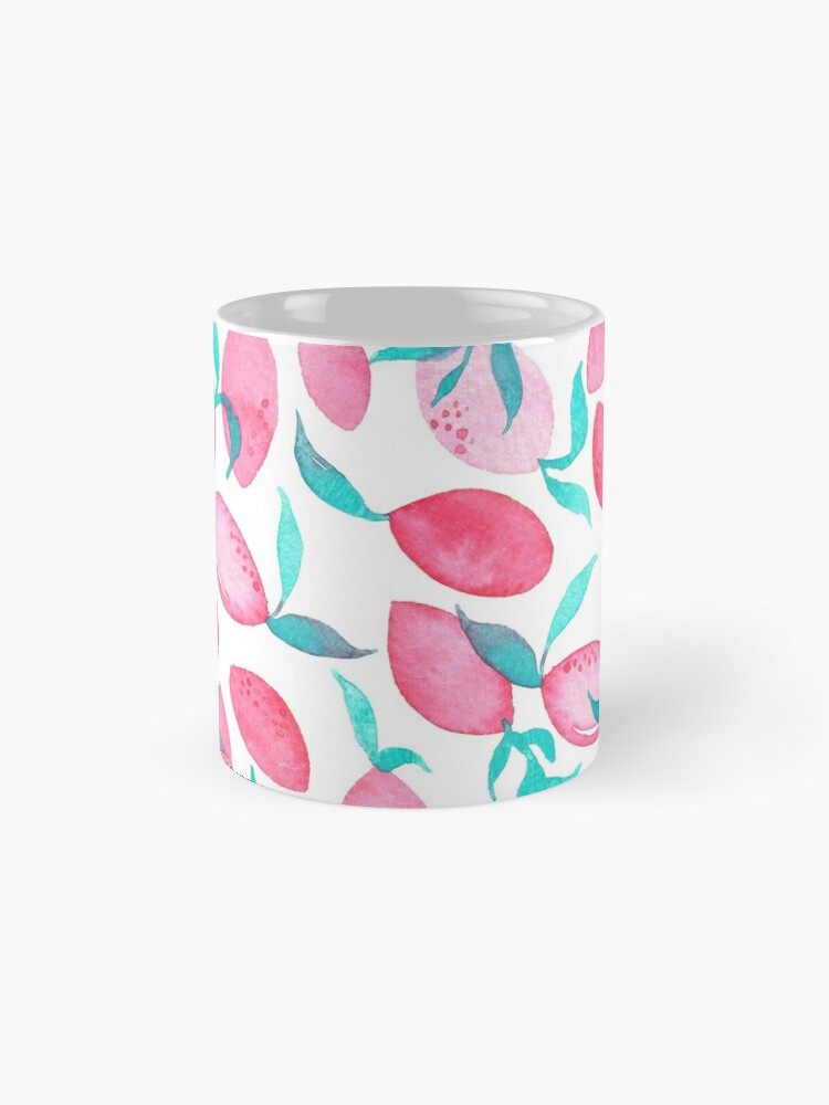 Alternate view of Hand Painted Watercolor Pattern - Pink Lemons Coffee Mug