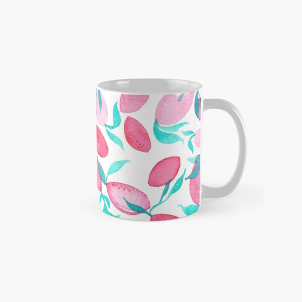 Hand Painted Watercolor Pattern - Pink Lemons Classic Mug