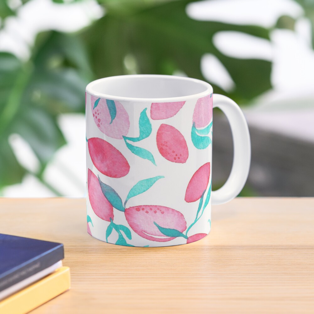 Hand Painted Watercolor Pattern - Pink Lemons Mug