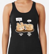Süßes Wortspiel: Morgenbrötchen und kein Morgenbrötchen Racerback Tank Top