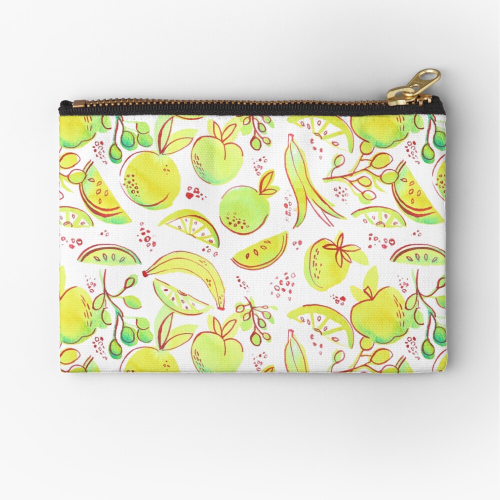 Hand Painted Watercolor - Neon Fruit Toss Zipper Pouch
