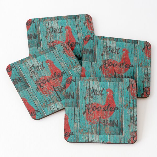 Item preview, Rustic Red Rooster Inn Teal Country Decor Art A644 designed and sold by byNicol.
