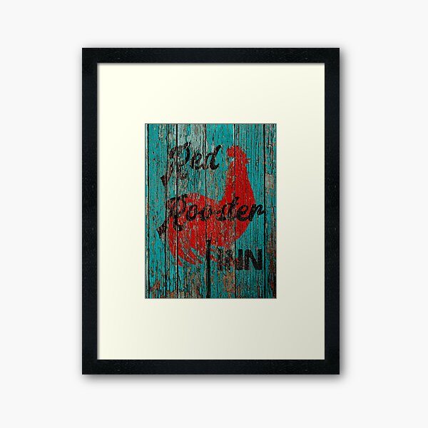 Rustic Red Rooster Inn Teal Country Decor Art A644 Framed Art Print