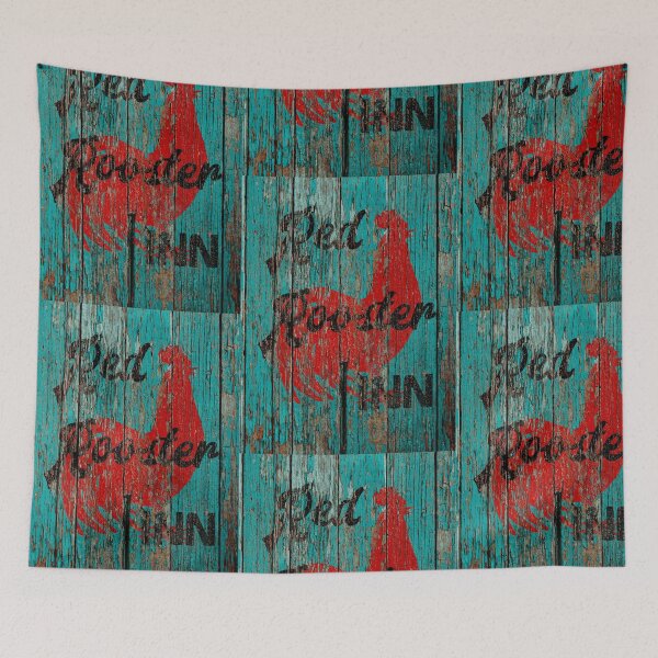 Item preview, Rustic Red Rooster Inn Teal Country Decor Art A644 designed and sold by byNicol.