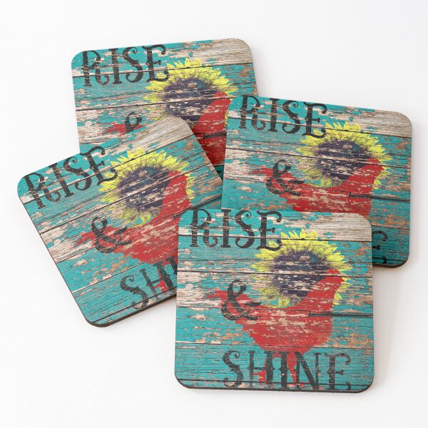 Item preview, Rustic Rise and Shine Rooster Teal Country Decor Art A385 designed and sold by byNicol.