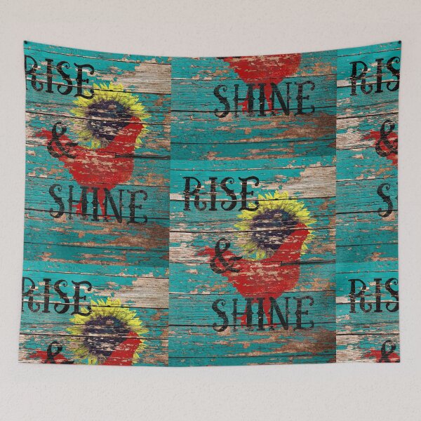 Item preview, Rustic Rise and Shine Rooster Teal Country Decor Art A385 designed and sold by byNicol.