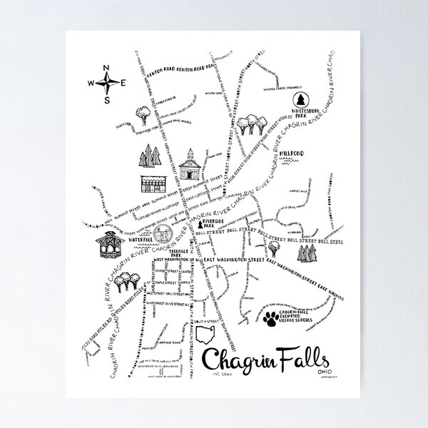 Item preview, Chagrin Falls Map designed and sold by fiberandgloss.