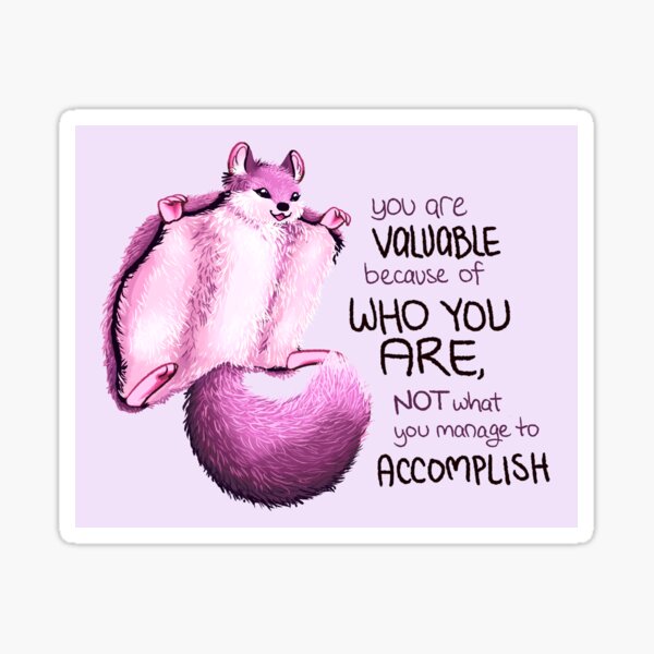 "You are Valuable Because of WHO YOU ARE" Flying Squirrel Sticker