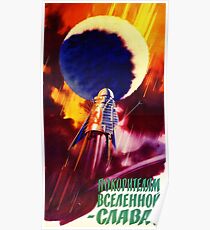 "Ehre den Eroberern des Universums!" Sowjetische Space Race Propaganda, UdSSR 1960er Jahre Poster