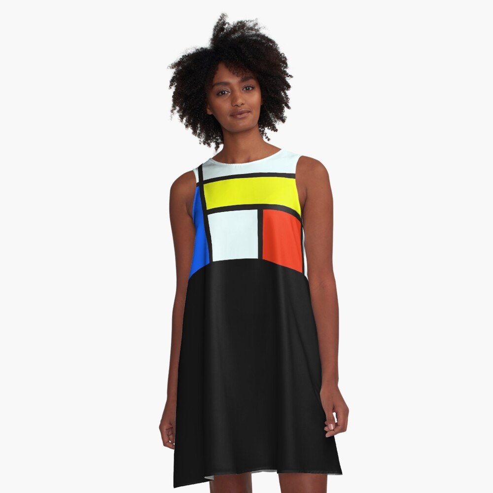 Piet Mondrian Composition A - Rectangle Modern Art Canvas A-Line Dress