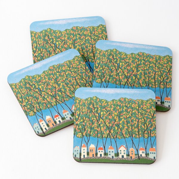 Item preview, Tiny Town Under The Autumn Trees (full painting) designed and sold by Lisafrancesjudd.