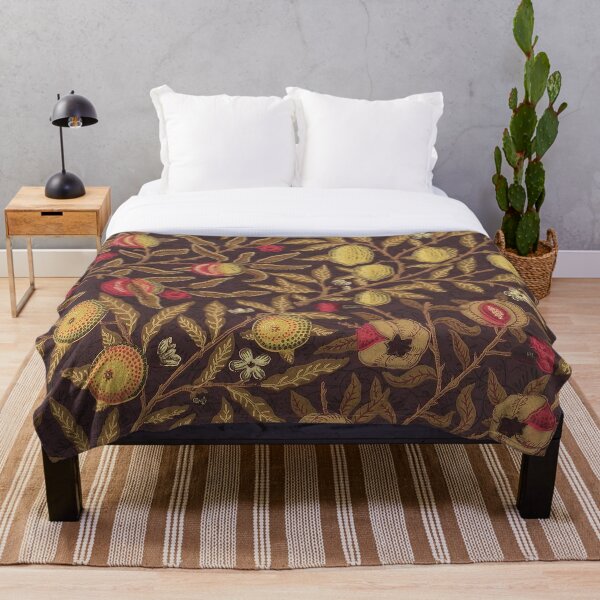 Fruit Trees Vintage Pattern by William Morris Throw Blanket