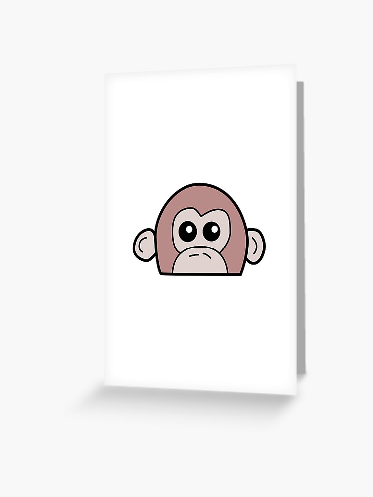 Raster Variant. KwikMedia Poster of Greeting Card with Cute Monkey Character Cartoon Monkey Holiday or Birthday Design for Kids Cartoon ape Wild Cheerful Animal