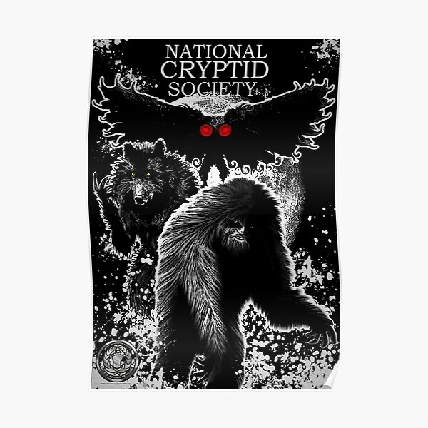 National Cryptid Society Poster: Bigfoot, Dogman and Mothman Monsters of America Poster