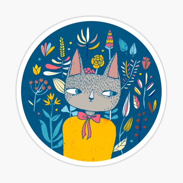 Ms. Cat in yellow dress Sticker