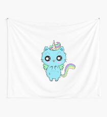 Unicorn cat with short-sighted eyes Wall Tapestry