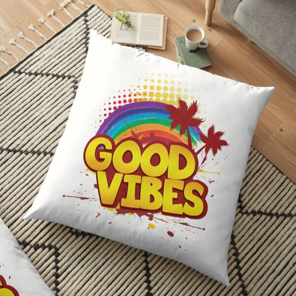 'Rainbow Good Vibes 70s Retro' Awesome 70s Vintage Gift Floor Pillow