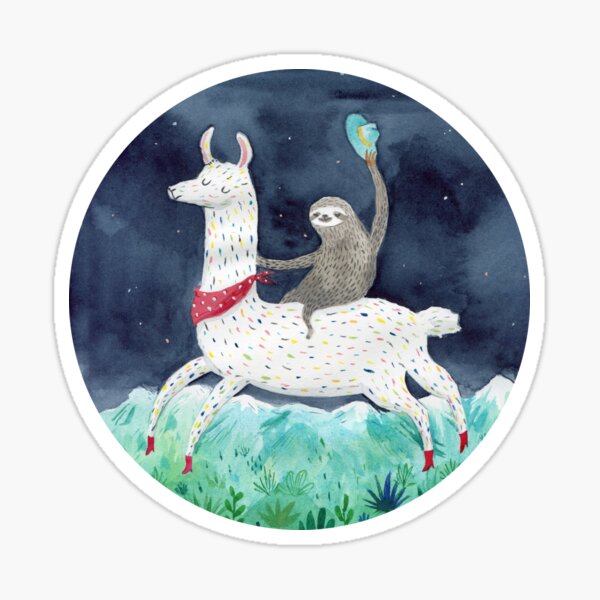 Llama and sloth adventures Sticker