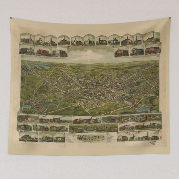 Item preview, Aerial View of Webster, Massachusetts (1892) designed and sold by allhistory.