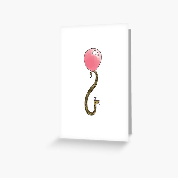 Snake with Balloon - Happy Birthday Greeting Card
