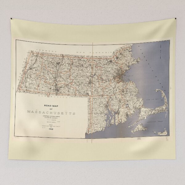 Item preview, Road Map of Massachusetts (1922) designed and sold by allhistory.