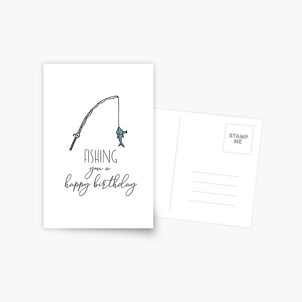 Happy Birthday fly fishing (can be personalised) card. A Skillipig Greeting  card No. 3028