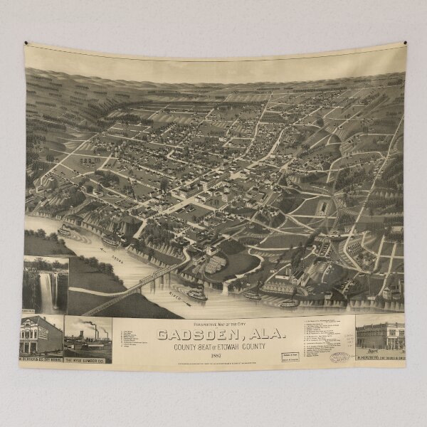 Item preview, Aerial View of Gadsden, Alabama (1887) designed and sold by allhistory.