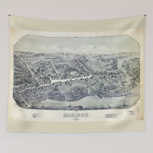 Item preview, Aerial View of Madison, Connecticut (1881) designed and sold by allhistory.