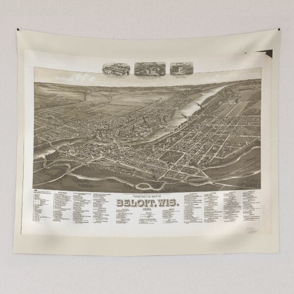 Item preview, Perspective map of Beloit, Wisconsin (1890) designed and sold by allhistory.