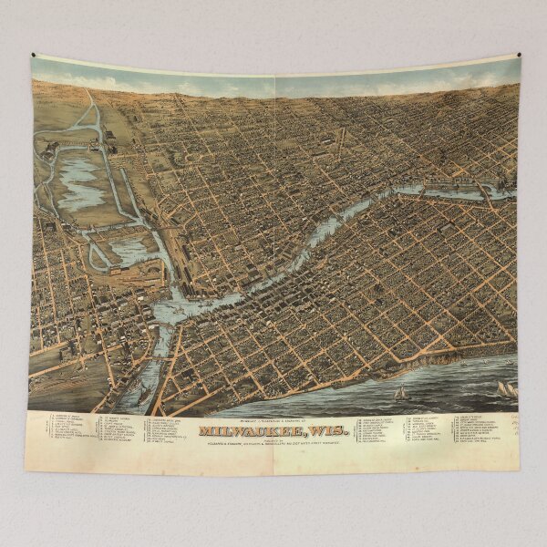 Item preview, Aerial View of Milwaukee, Wisconsin (1872) designed and sold by allhistory.