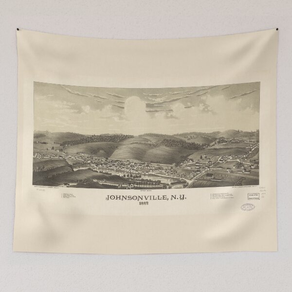 Item preview, Aerial View of Johnsonville, New York (1887) designed and sold by allhistory.