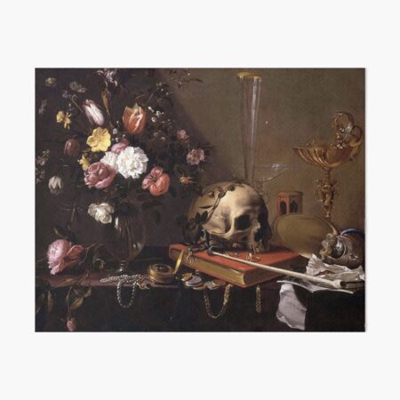 Aperçu de l'œuvre Vanitas - Nature morte avec bouquet et crâne - Adriaen van Utrecht créée et vendue par OldMasters.