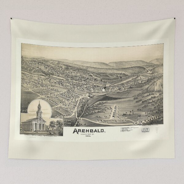 Item preview, Aerial View of Archbald, Pennsylvania (1892) designed and sold by allhistory.