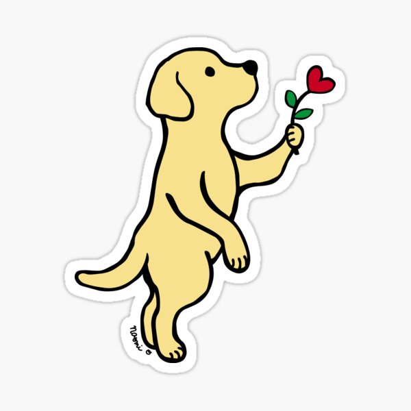 Yellow Labrador Tiny Heart Flower Sticker