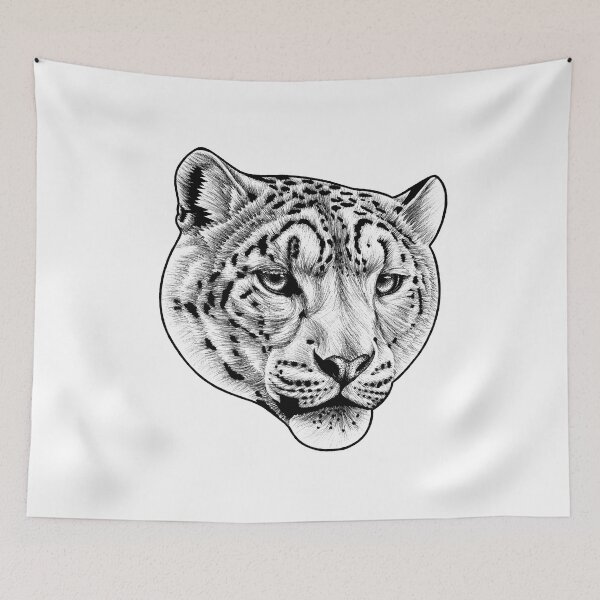 Item preview, Big Cat - Snow Leopard blanco designed and sold by LorenDowding.