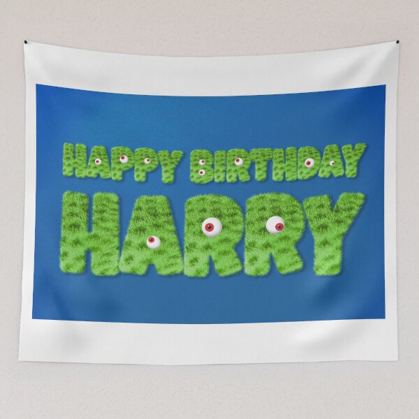 Item preview, 'Happy Birthday Harry' Furry Monster Greeting Card Design designed and sold by Rodney's Marketplace.