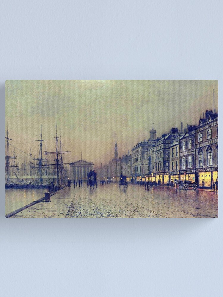 "Greenock dockside by night by John Atkinson Grimshaw" Canvas Print for