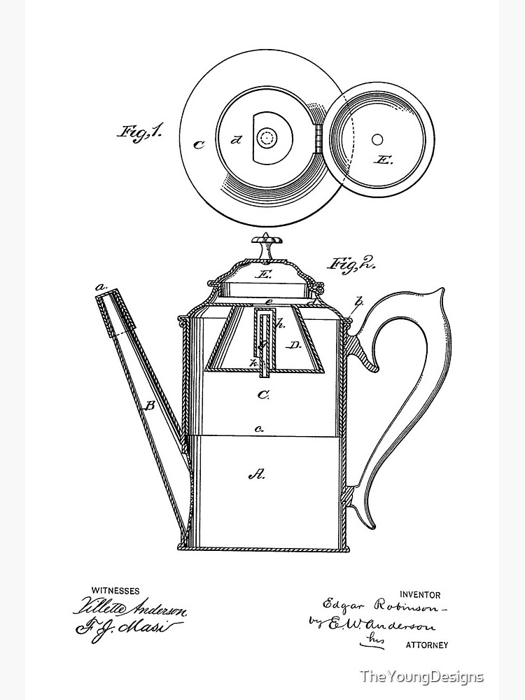 Vintage Coffee Maker Collection Hand Draw Black And White Clip Art