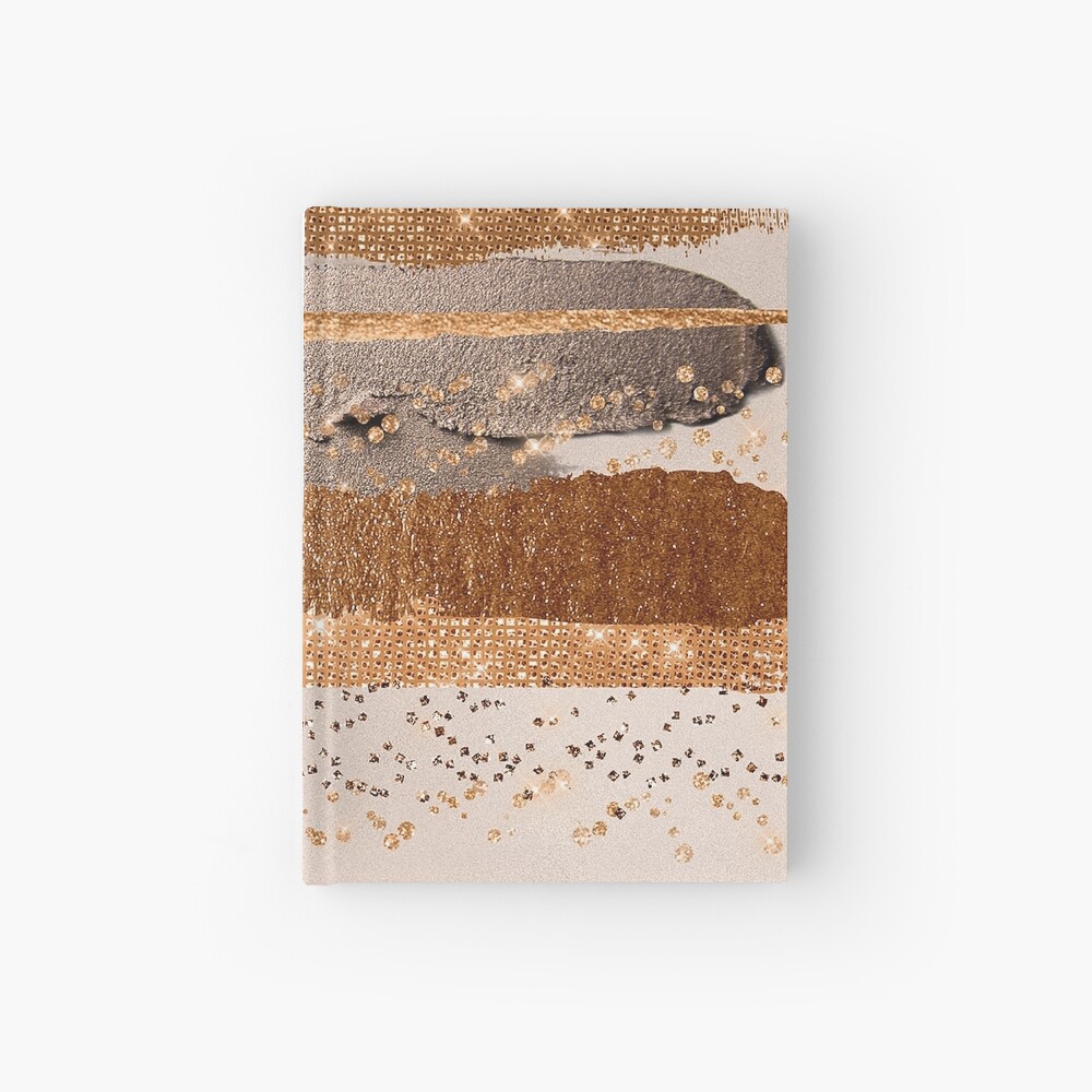 Glitter and Metal Foil Strokes on Copper Blush Metal Hardcover Journal