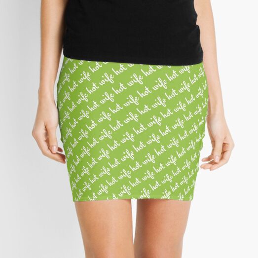 Hot Wife Secrets: Hot Wife Motif - white on green Mini Skirt