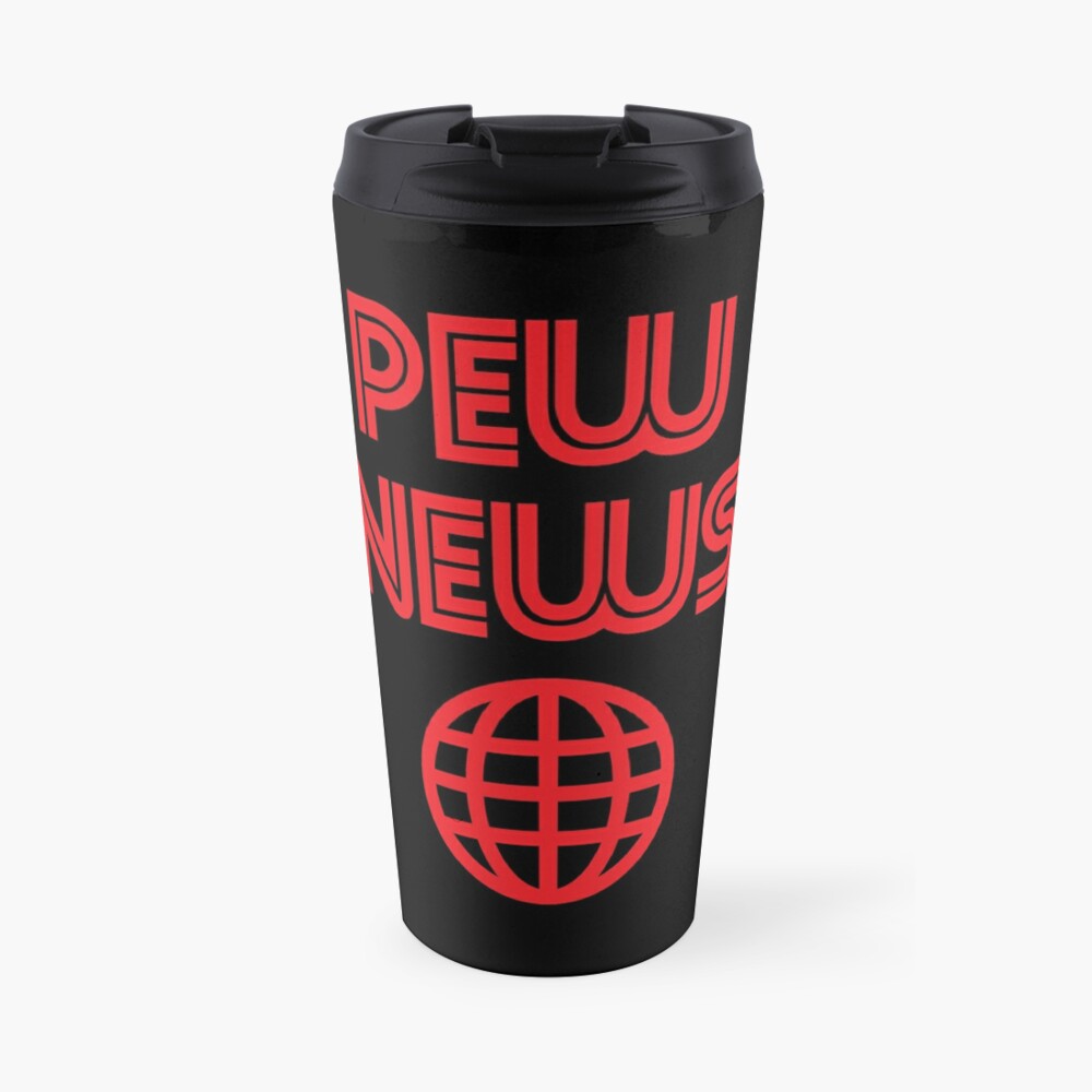 Pew News Travel Mug By Isaacpierpont Redbubble - pew news mug roblox