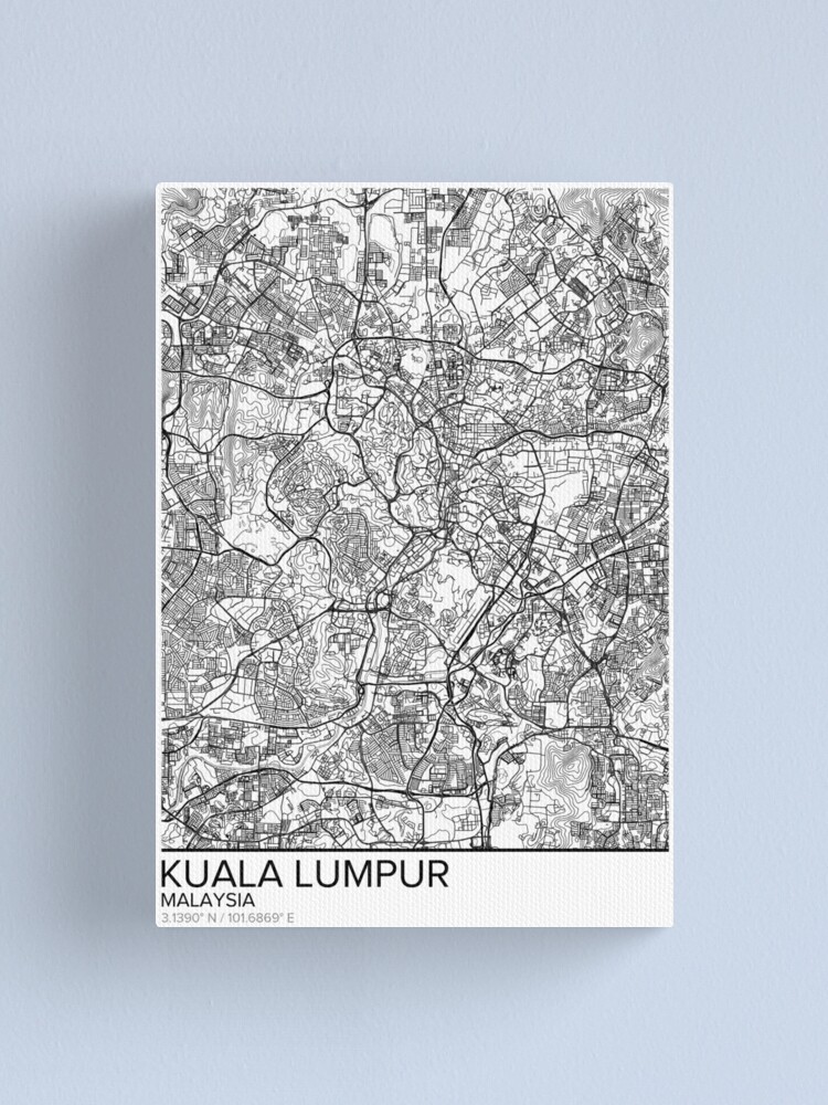 canvas wall art Kuala Lumpur Map Canvas Print Malaysia Gift Minimalistic Artwork canvas print City Maps Wall Art M675