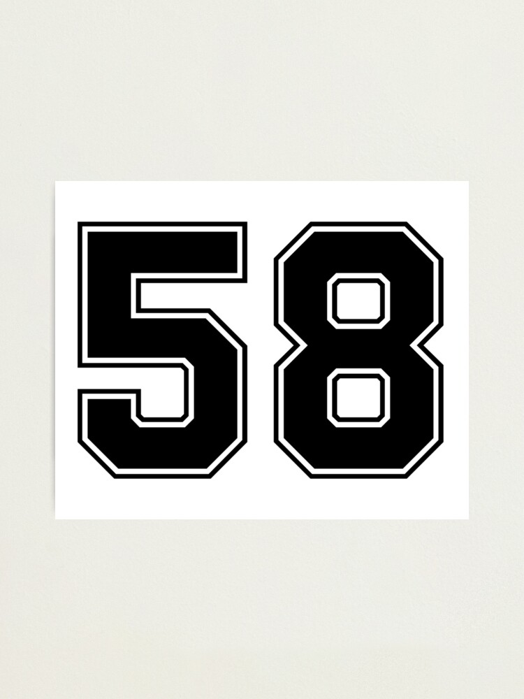 58 American Football Classic Vintage Sport Jersey Number in black number on white background for american football, baseball or basketball Photographic Print