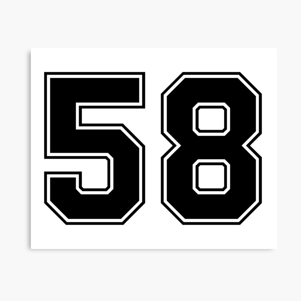 58 American Football Classic Vintage Sport Jersey Number in black number on white background for american football, baseball or basketball Photographic Print