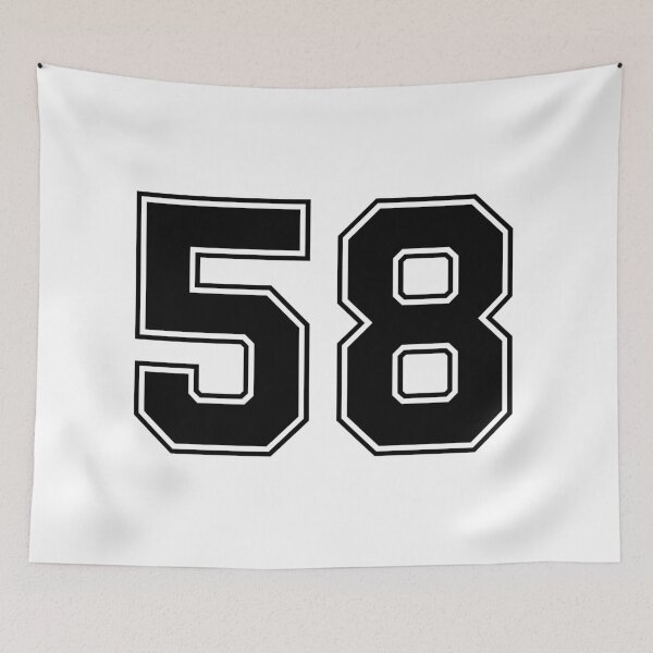 Item preview, 58 American Football Classic Vintage Sport Jersey Number in black number on white background for american football, baseball or basketball designed and sold by Marcin Adrian.